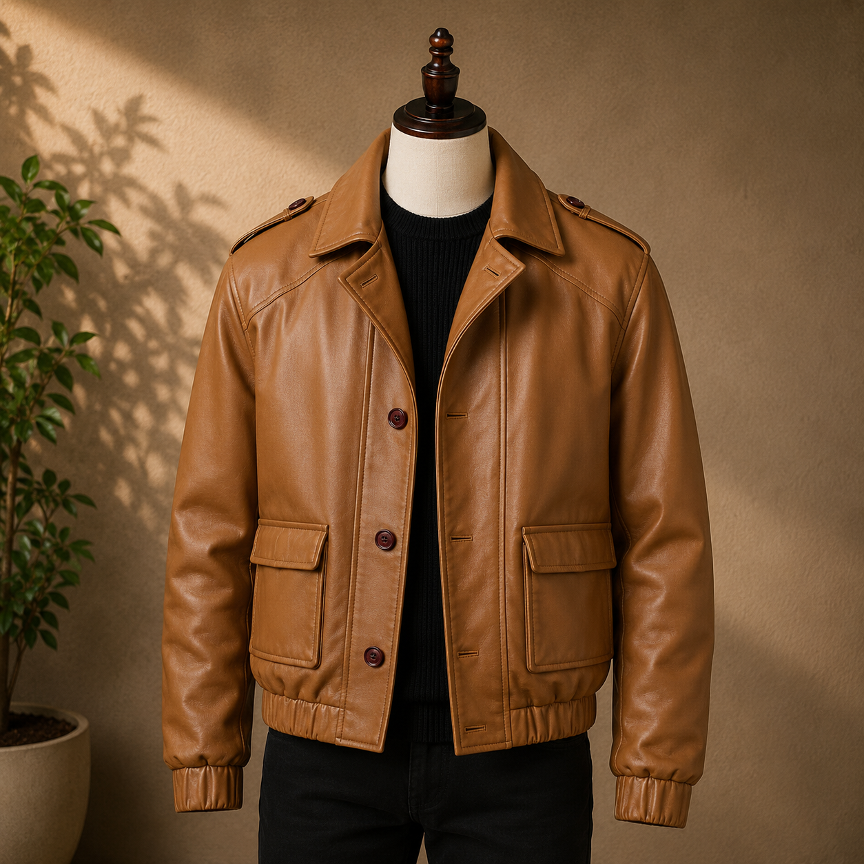 Brown Bomber Biker Leather Jacket