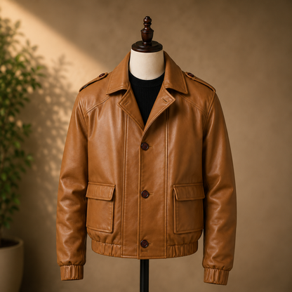 Brown Bomber Biker Leather Jacket