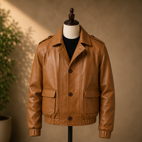 Brown Bomber Biker Leather Jacket