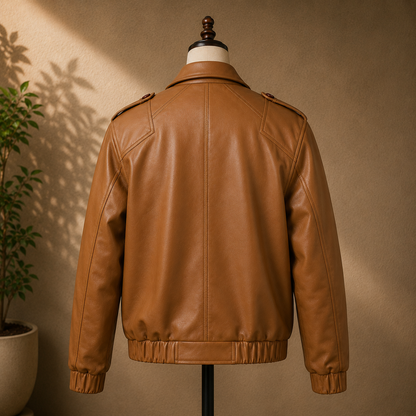 Brown Bomber Biker Leather Jacket