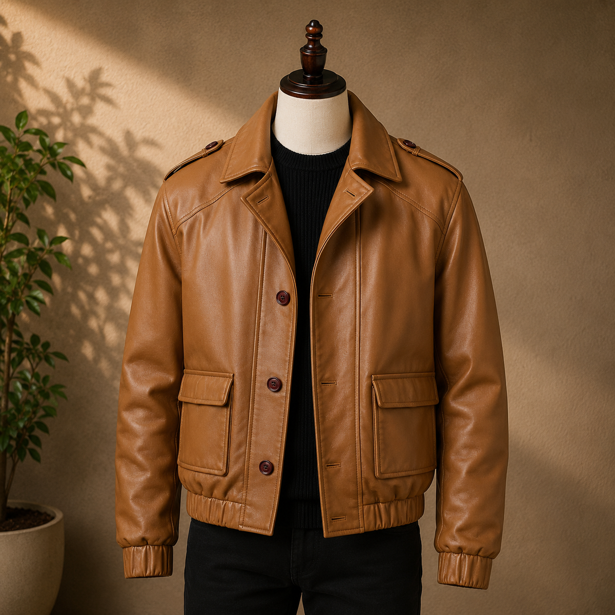Brown Bomber Biker Leather Jacket